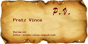 Pretz Vince névjegykártya